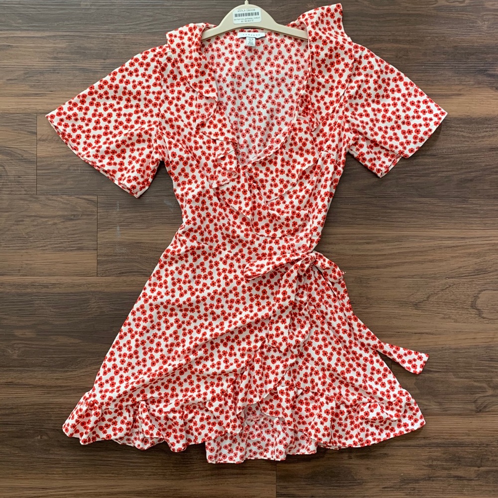 Topshop Floral Print Wrap Minidress